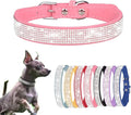 Serijoars Small Dog Collar with Rhinestone Crystal Diamond Colorful Bling Girl Puppy Cat Collars (S, Pink)