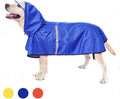 Dog Rain Jacket Raincoat with Adjustable Belly Strap and Leash Hole - Hoodie with Reflective Strip - Waterproof Slicker Lightweight Breathable for Medium Large Dogs - Easy to Wear, Blue 6XL