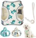 Step in Dog Harness and Leash Set, Flower Adjustable Easy Walk Puppy Harnesses, Soft Mesh No Pull Pet Vest Harness for Small Dogs and Cats(Beige, XS)