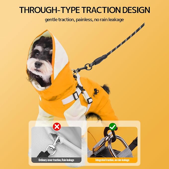 Waterproof Dog Raincoat with Windproof Design Adjustable Fit for Small Medium Large Dogs, Puppies Includes Anti-Slip Dog Shoes for Hardwood Floors and Water Protection, Light-Weight (L)