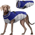 FUAMEY Dog Coat for Large Dogs,Waterproof Dog Winter Jacket with Harness Built in Puppy Cold Weather Coats Reflective Pet Vest with Zipper Warm Fleece Dogs Snowsuit Windproof Blue XXL