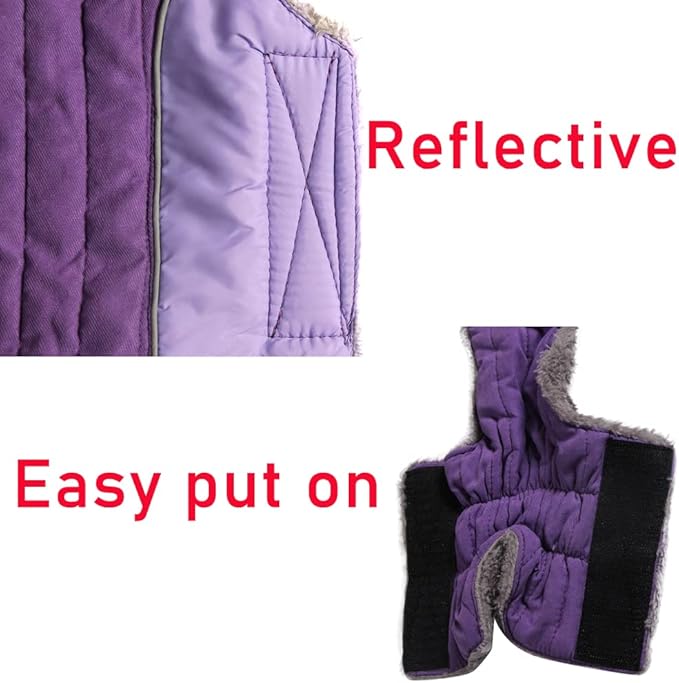 Fleece Dog Hoodie for Large Dogs Super Warm Doggie Jacket for Cold Winter Dog Coats,Purple XL