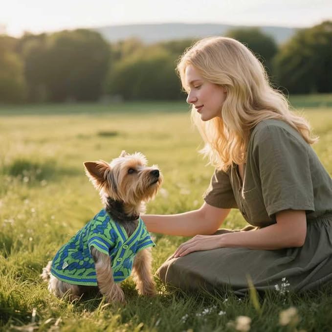 Pet Sweaters for Dogs Boys and Girls, Dynamic Letter Patterned Dog Sweater,Dog Cardigan,Pet Clothes,Pet Knitted Clothing,Fit for Different Seasons and Kinds of Dogs (Green XS)