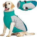 AOFITEE Dog Coat, Winter Jacket With Harness Built-in and Fleece Lined, Reflective Waterproof Pet Puffer for Small Medium Large Dogs, Green XL
