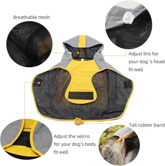Dogs Packable Lightweight Raincoat: Pet Dog Hood Waterproof Coats Green Size 10