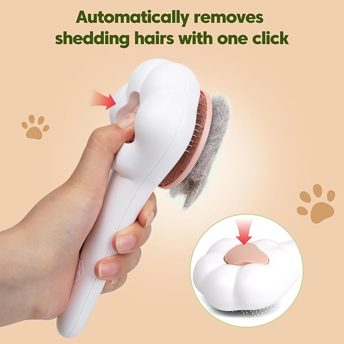 Self-Cleaning Cat Brush for Shedding with Cat Nail Clipper 2-Piece Set,Cat Brushes for Indoor Cats and Cat Nail Trimmer with Safety Guard Protective,Pet Grooming Kit for Cats and Dogs