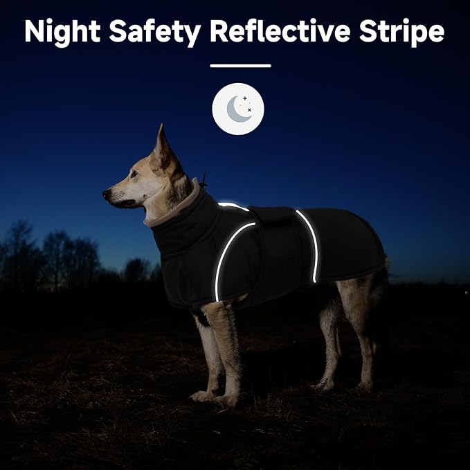 Dog Winter Coat for Small to Large Dogs(XS-XXXL)– Waterproof Windproof Fleece Lined Jacket with Reflective Trim,Pet Vest with Adjustable Buckles, Machine Washable Black XS