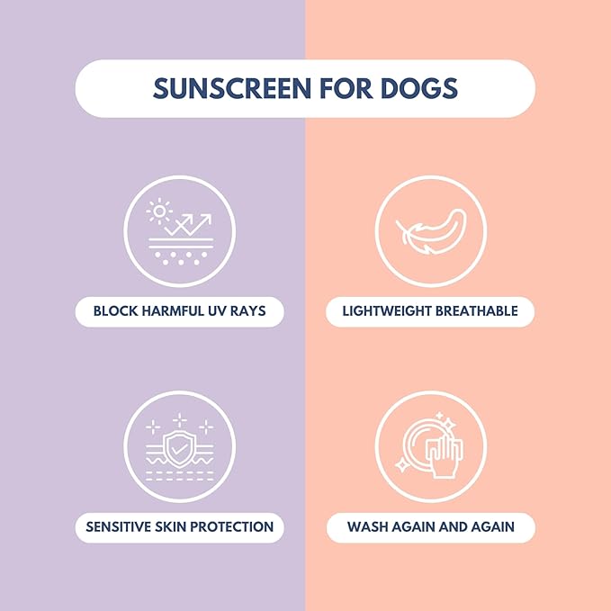 Spark Paws Sunblock Dog T-Shirt, SPF30 Protection, Lightweight Breathable Quick Dry for Dogs with Sensitive Skin - Purple & Peach (Set of 2) - 2XL