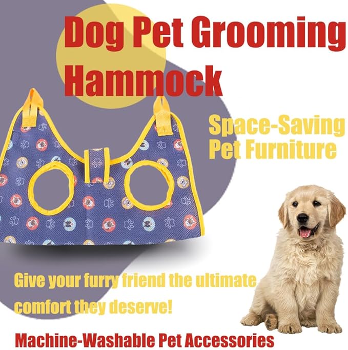 AIO Cat & Dog Restraint Sling for Nail Trimming Foldable Dog Grooming Supet Relaxation Hammock Harness for Pet Grooming S Yellow