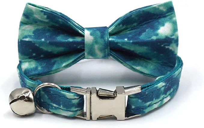Personalized Cat Collar with Bells,Velvet Customized Small Cat Collar with Name Tag,Pet Collar with Name Phone Number Engraved ID Tags for Boy and Girl Kitten Cats (Peacock)