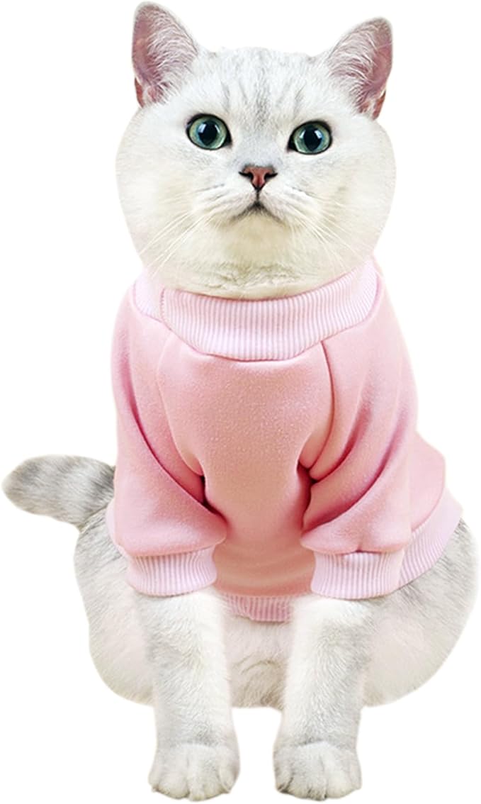 Puppy Sweater for Small Dogs Clothes Warm Winter Cat Clothe Pet Sweatshirt Knitwear Doggie Kitten Clothing, Pink, Small