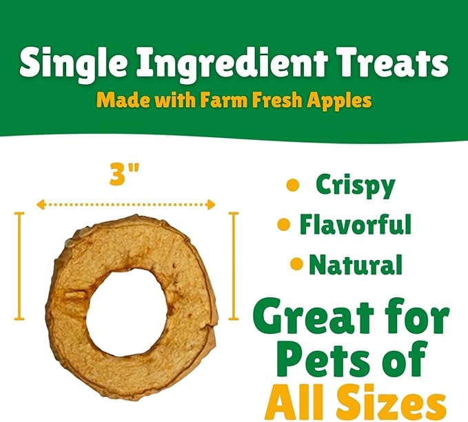 Lucky Premium Apple Rings – Thin, Crispy, All Natural Jerky Apple Treats for Dogs, Vegetarian Dog Treats with Real Fruit (5 oz)