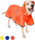 Dog Raincoat with Adjustable Belly Strap and Leash Hole - Hoodie with Reflective Strip - Waterproof Slicker Lightweight Breathable Rain Poncho Jacket for Medium Large Dogs - Easy to Wear, Orange 6XL