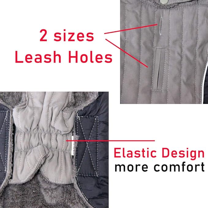 Fleece Dog Hoodie for Large Dogs Super Warm Doggie Jacket for Cold Winter Dog Coats,Grey XXXL