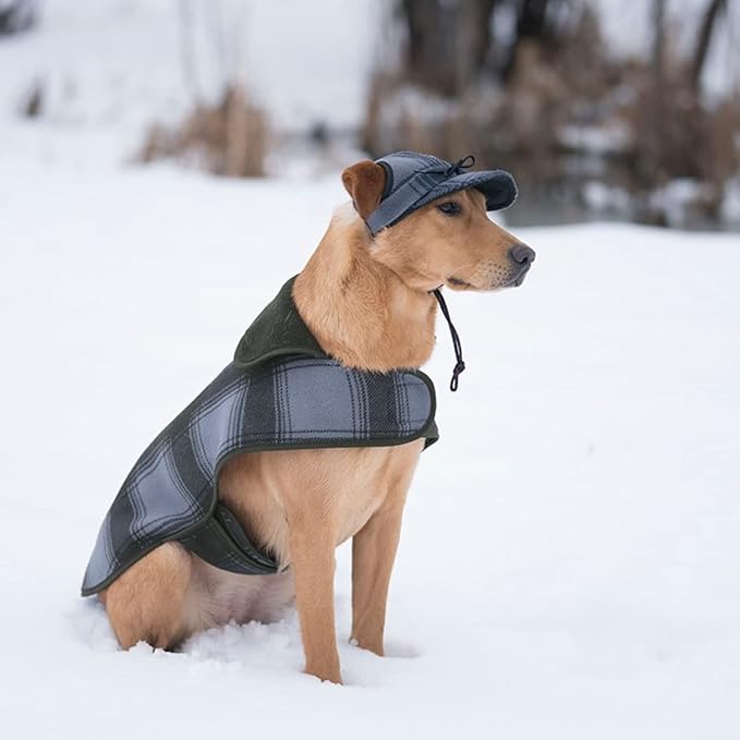 Stormy Kromer Fleece Dog Jacket, Black/Gray Plaid, Medium