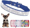 Serijoars Small Dog Collar with Rhinestone Crystal Diamond Colorful Bling Girl Puppy Cat Collars (L, Dark Blue)