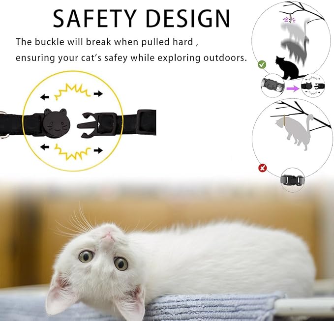 4 Pack Cotton Breakaway Cat Collars with Bell, Safety Adjustable Cat Collars Set with Egg Cat Paw Pendant,Ideal for Girl Cats Boy Cats