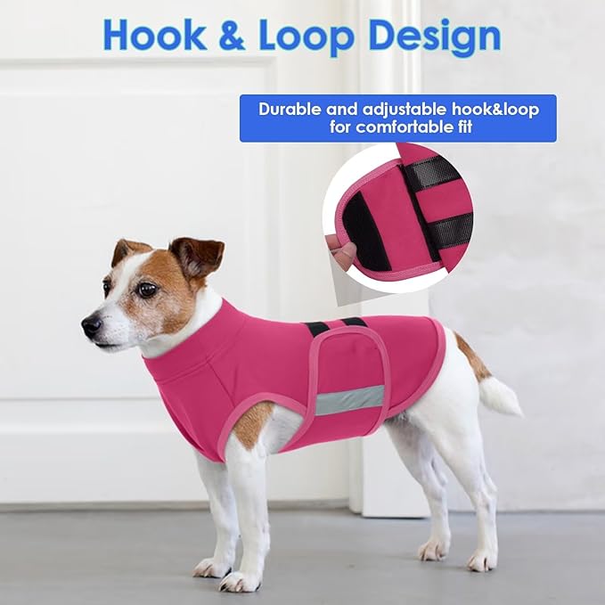 MIGOHI Dog Anxiety Relief Coat,Comfort Anxiety Vest for Dogs,Adjustable Anxiety Calming Wrap for Fireworks,Thunderstorms,Travel, Separation, Dog Anxiety Jacket for Small Dogs,M,Rosered