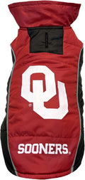 Pets First Collegiate Oklahoma Sooners Puffer Vest for Dogs & Cats. Size Medium. Warm, Cozy, and Waterproof Dog Coat, for Small and Large Dogs/Cats.