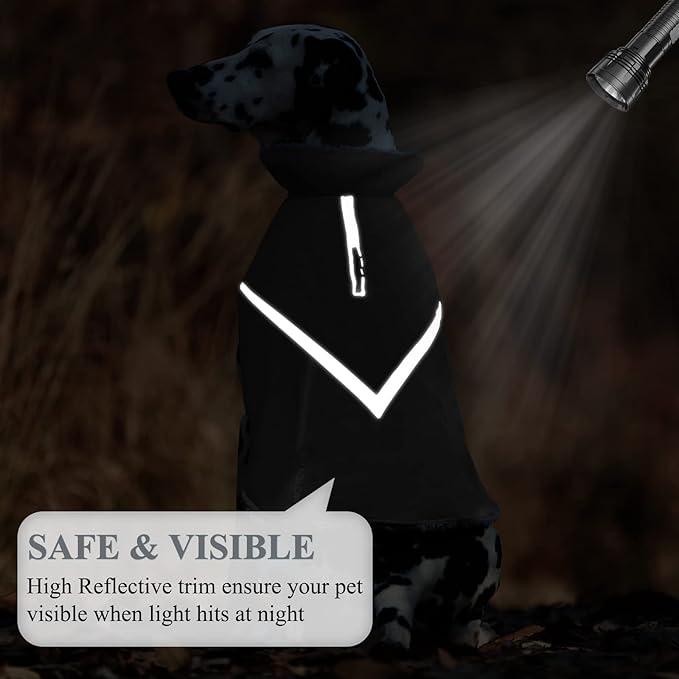 VIVAGLORY Snowrap Dog Coat, Jacket with Harness Hole & Velcro Closure, Dog Coat for Winter & Cold Weather, Fluffy Warm Fleece Lined Reflective Water Resistant for Puppy, XS, Grey
