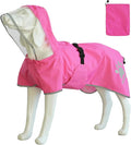 MAMORE Dog Raincoat Hooded Rain Jacket for Small Medium Large Dogs Slicker Poncho Bottom Waterproof Adjustable Reflective Breathable Leash Hole (Pink, Medium)
