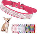 Serijoars Small Dog Collar with Rhinestone Crystal Diamond Colorful Bling Girl Puppy Cat Collars (XS, Hot Pink)