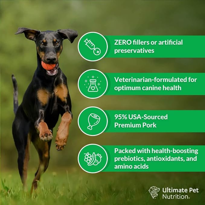 ULTIMATE PET NUTRITION Nutra Complete Freeze Dried Raw Dog Food, Veterinarian Formulated with Antioxidants, Prebiotics & Amino Acids (1 Pound, Pork)