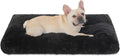 Bedfolks Waterproof Crate Pad, Plush Faux Fur Dog Bed With Removable Cover for Medium Dogs, Fluffy Washable Kennel Bed 29"x21", Black