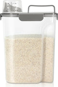 TBMax Airtight Rice Container 10 Lbs, Cereal Dispenser, Pet Cat Dog Food Storage Container, Plastic Kitchen Pantry Food Storage Holder with Cup -Dark Grey