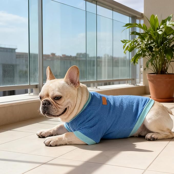 GreenJoy Classic Fleece Dog Sweater – Soft & Warm Stretchy Sweatshirt for Small Dogs & Cats, Cold-Weather Pullover for Everyday Wear (Dark Blue, Large/X-Large)