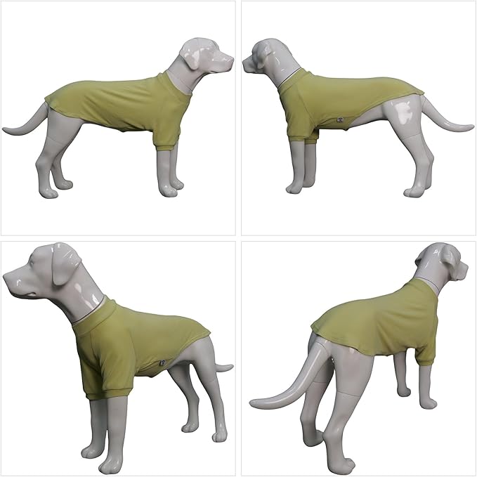 Lovelonglong Ribbed Dog T-Shirt Cotton Knitted Dog Sweaters for All Season Pet T-Shirts for Large Medium Small Dogs Chartreuse L