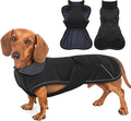 Dachshund Winter Dog Coat - Black, XLarge - Windproof Waterproof with Fleece Lining, Adjustable Buckle Closure, Snowsuit Harness Hole