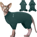 ROZKITCH Hairless Cat Clothes, Breathable Soft Jumpers for Cats Only, Coat with Four Legs, Warm Sweater T-Shirt Cat Pajamas Jumpsuit Vest Cornish Rex Devon Rex Peterbald DarkGreen 2XL