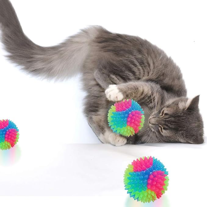 FineInno 2Pcs Dog Balls,2inch Light Up Dog Balls,Flashing Elastic Ball,Glowing Interactive Led Pet Toys for Puppy Small Medium Dogs Cats