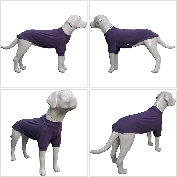 Lovelonglong Ribbed Dog T-Shirt Cotton Knitted Dog Sweaters for All Season Pet T-Shirts for Large Medium Small Dogs Purple 3XL