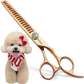Rose Gold Titanium Chunkers Dog Grooming Scissors 7'' Professional Thinning Shears for Dogs Shih Tzu Teddy Pet Japanese 440C 70% Thinning Rate 18 Teeth(7,Chunker)
