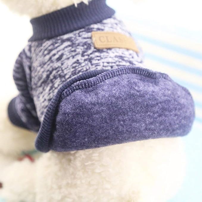 Idepet Pet Dog Classic Knitwear Sweater Soft Fleece Coat for Small,Medium Dog,Warm Pet Dog Cat Clothes,Soft Puppy Customes (M, Navy)