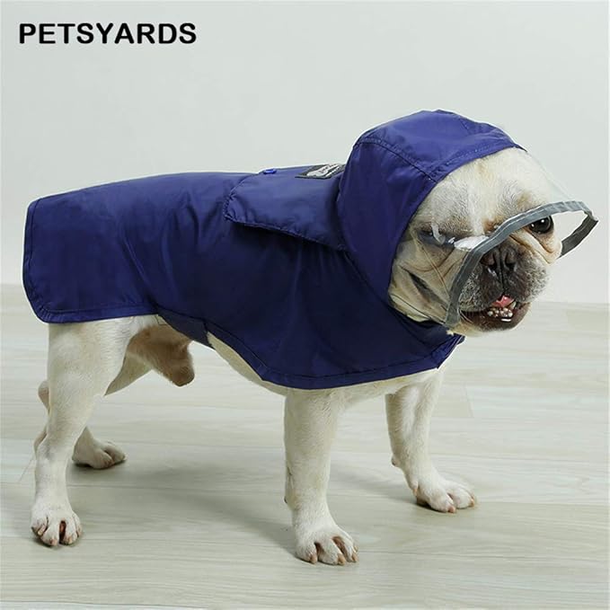 Pet Raincoat Packable Hooded Dog Rain Jacket Reflective Strips Lightweight Adjustable Poncho for Small Medium Large Dogs Blue S