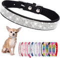 Serijoars Small Dog Collar with Rhinestone Crystal Diamond Colorful Bling Girl Puppy Cat Collars (XXS, Black)