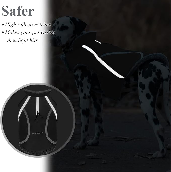 VIVAGLORY Frostfit Dog Coat, Dog Jacket for Winter & Cold Weather, Warm Fluffy Fleece Lined Water Resistant Reflective for Puppy, Coat with Velcro Fastening & Leash Hole, XS, Grey