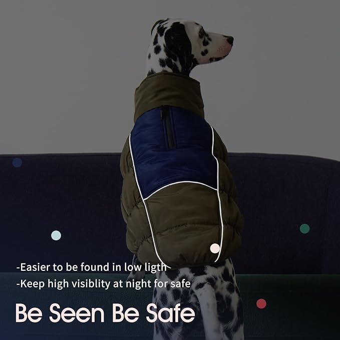 IECOii Windproof Waterproof Dog Coat - Thick Fleece Vest With Zipper, Snow Jacket For Large Dogs
