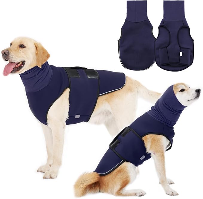 Dog Anxiety Vest,Pet Calming Hoodie Breathable Dog Anti-Anxiety Jacket for Thunder Fireworks and Separation,Blue XS