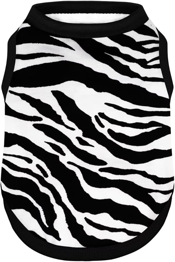Adorable Zebra Print Dog Shirts – Lightweight, Cozy Outfit for Small to Medium Dogs, Soft & Snuggly Pet Wear for Everyday Comfort and Cuteness.Black L