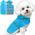 Dog Raincoat Dogs Rain Jacket Reflective Poncho Rainwear Waterproof Pet Clothes Warm Lined Pocket Hooded Leash Hole Adjustable Medium Dogs,Blue,XXXL,Back Length 20.0 Inch