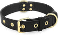 Dog Collar, Leather Dog Collar with Adjustable Sturdy Metal Buckle,Heavy Duty Dog Collar for Walking, Hiking, Training, Hunting (Black,M:16.2"-22" Neck)
