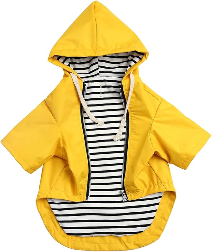 Dog Raincoat rain Jacket Raincoat Dogs Waterproof Small Medium Breeds Zip Closure Storage Pocket Harness Hole Yellow XXL
