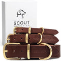 Classic Genuine Leather Dog Collar | Dog Collars for Medium Dogs, Small Dogs, Large Dogs & Extra Large Dog | Wide Dog Collar | Heavy Duty Dog Collar | Dark Brown (L: 1.2" Wide for 16"-18.5" Neck)