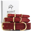 Classic Genuine Leather Dog Collar | Dog Collars for Medium Dogs, Small Dogs, Large Dogs & Extra Large Dog | Wide Dog Collar | Heavy Duty Collar (Red, XX Large)