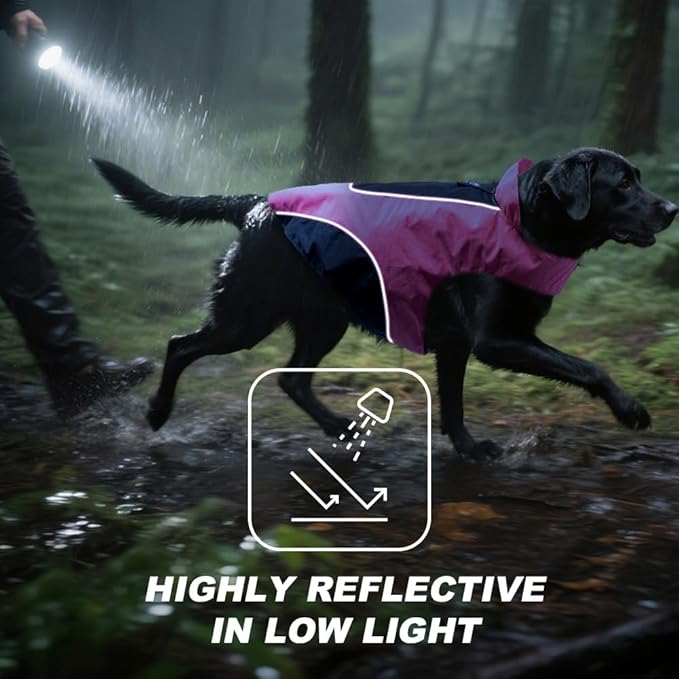TSPRO Premium Dog Raincoat, Waterproof for Small & Medium Dogs, Reflective for Daily Walks/Outdoor Trips, Easy-Adjust Hook & Loop, Leash Hole (Grey/Black, M)