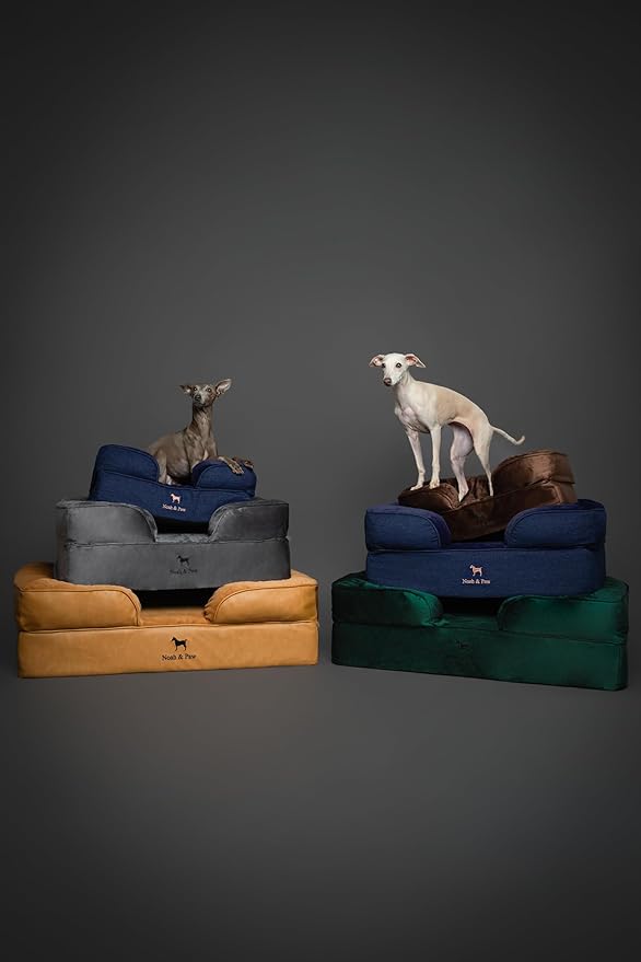 NOAH & PAW Giant Dog Bed XXL, 55x45x11 Inch, Orthopedic Dog Beds, Eggshell Memory Foam Infused with Cooling Gel, Inner Cover, Waterproof, Machine Washable (Faux Leather Sofa Collection)